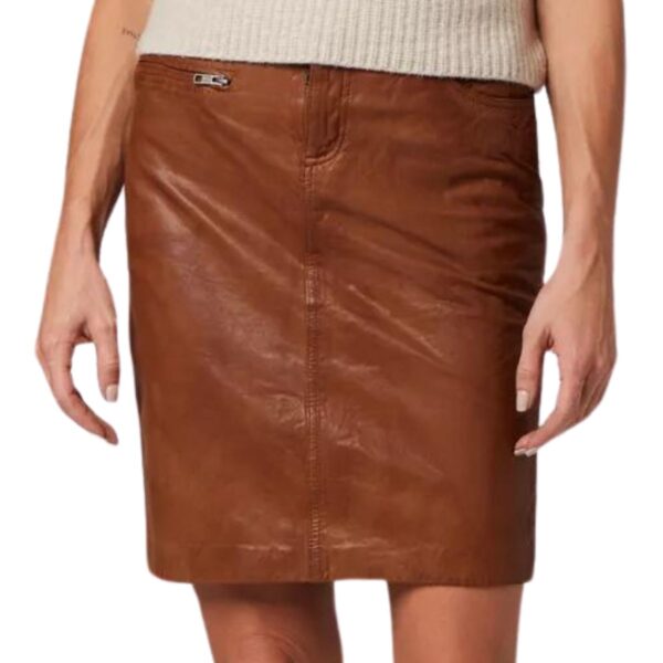 5 Pocket Knee Length Women's Leather Skirt