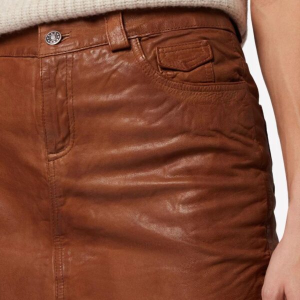 5 Pocket Knee Length Women's Leather Skirt