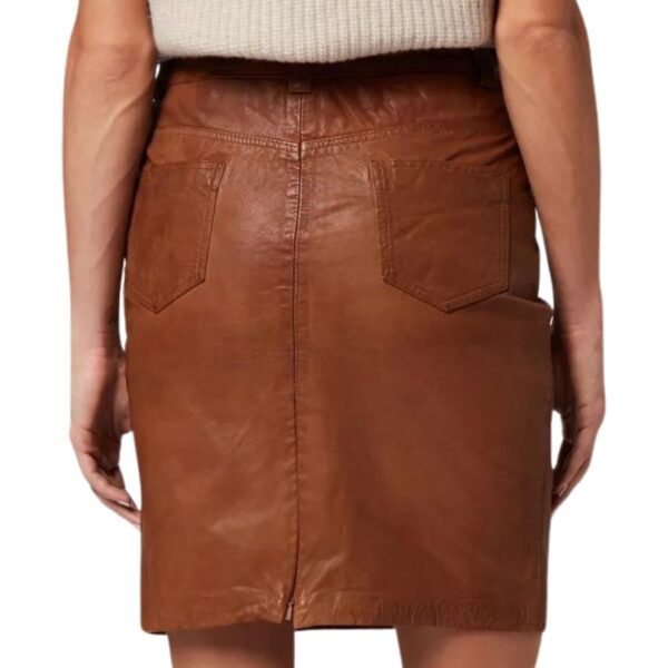 5 Pocket Knee Length Women's Leather Skirt