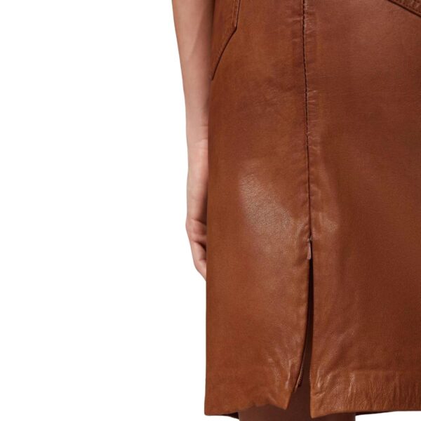 5 Pocket Knee Length Women's Leather Skirt