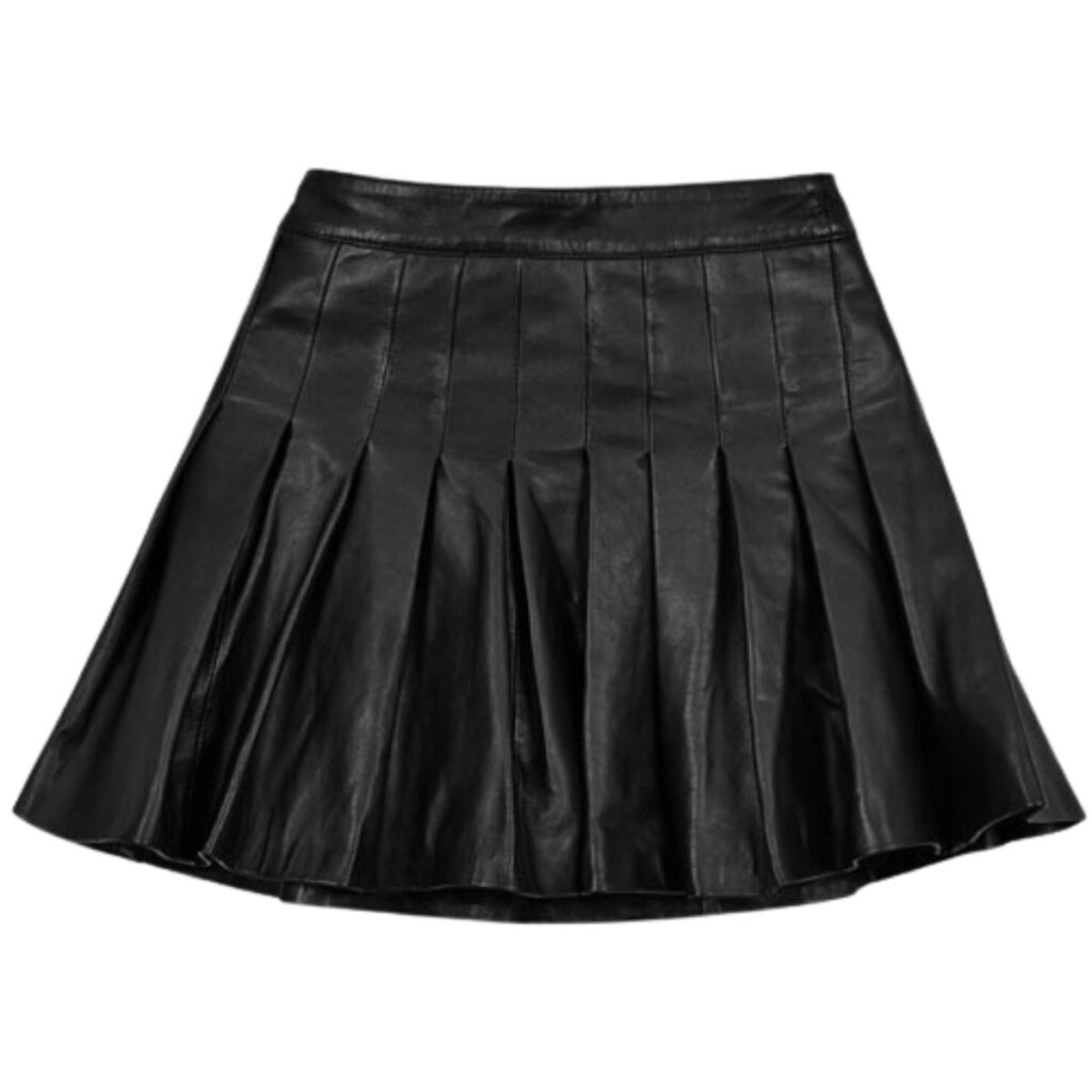 Black pleated leather skirt