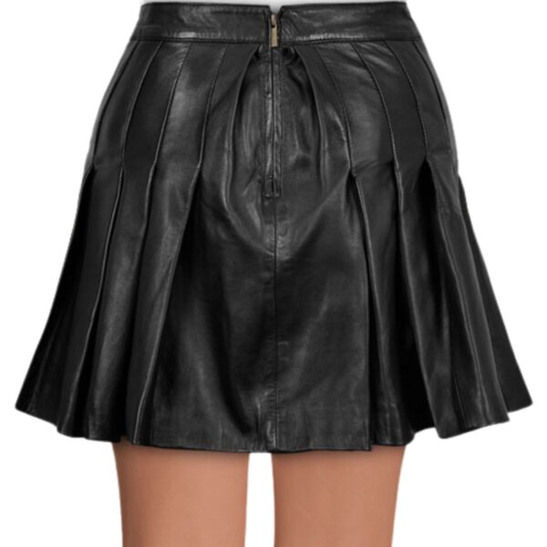 Black pleated leather skirt