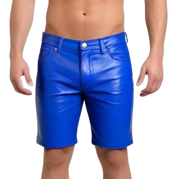 Blue plain leather short for men