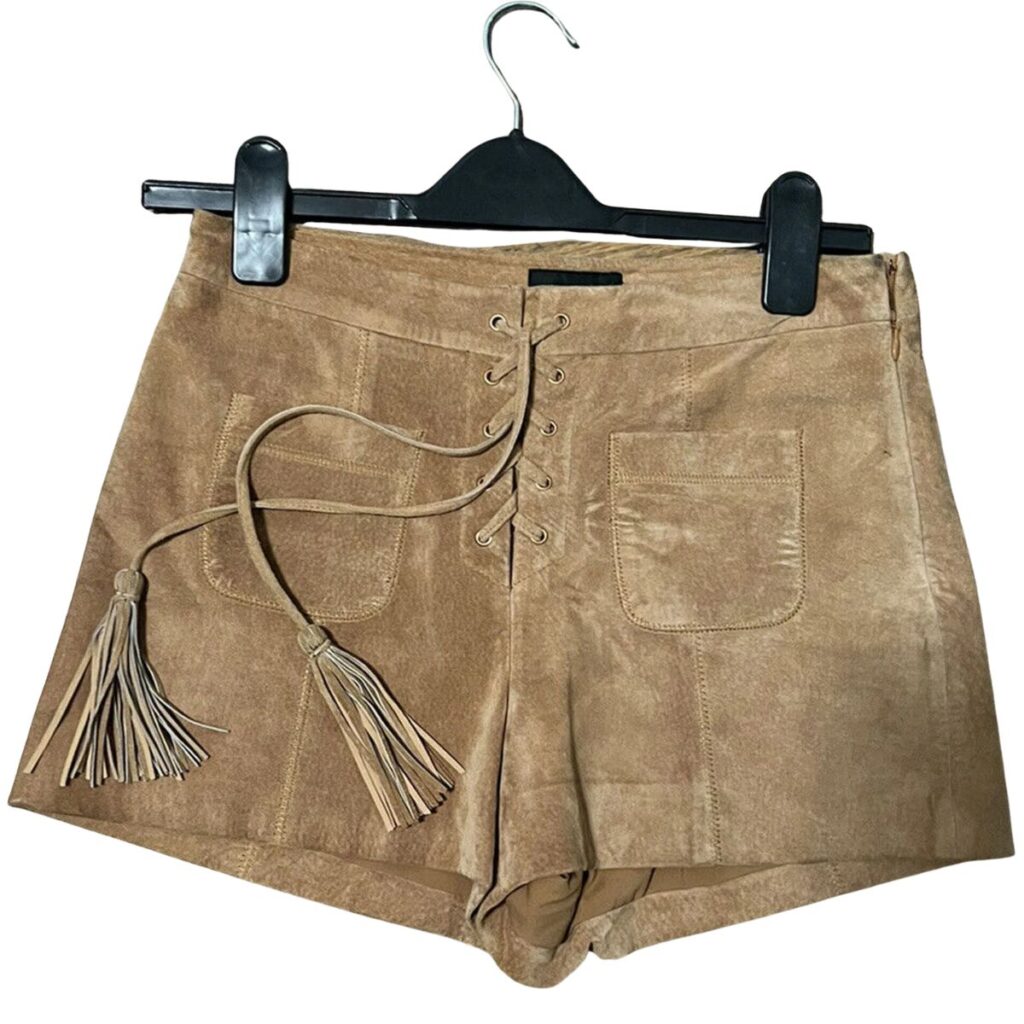 Brown Lace Up Shorts Pants