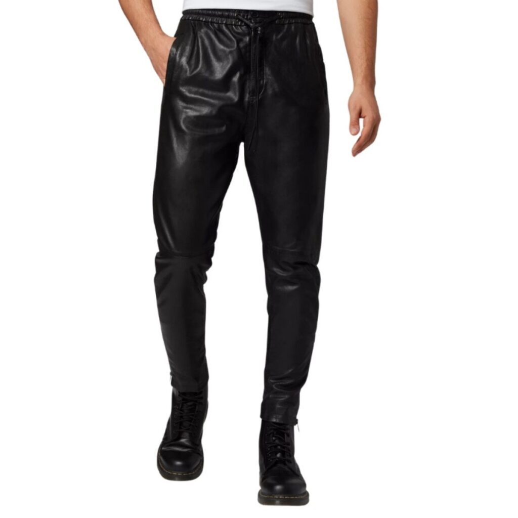 Classic black leather jeans