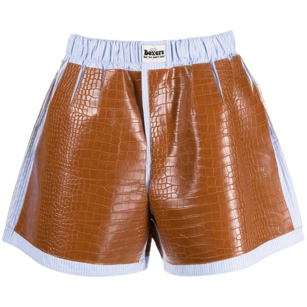 Crocodile leather patchwork short