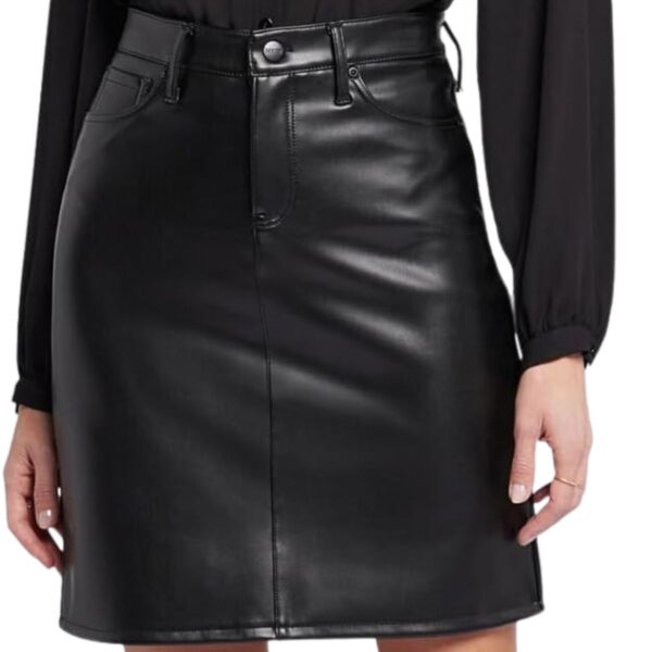 Five Pocket Black Leather Skirt