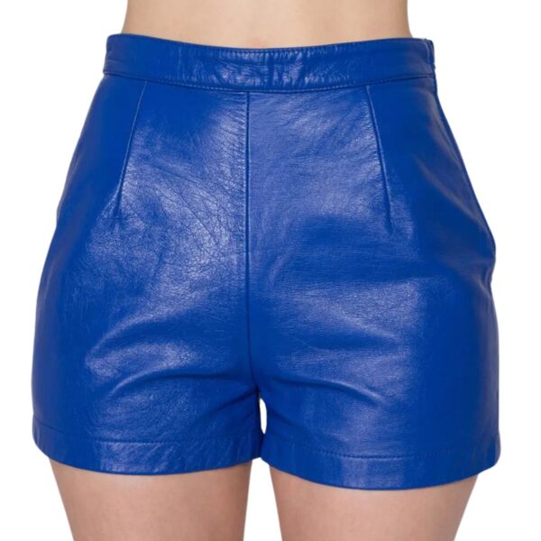 Genuine Royal Blue Leather Women's Shorts