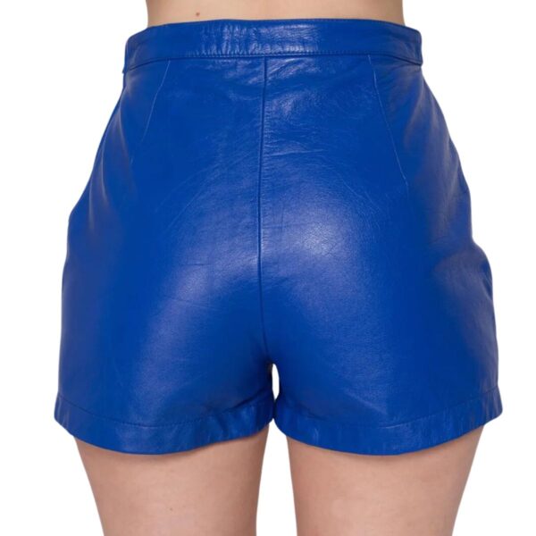 Genuine Royal Blue Leather Women's Shorts