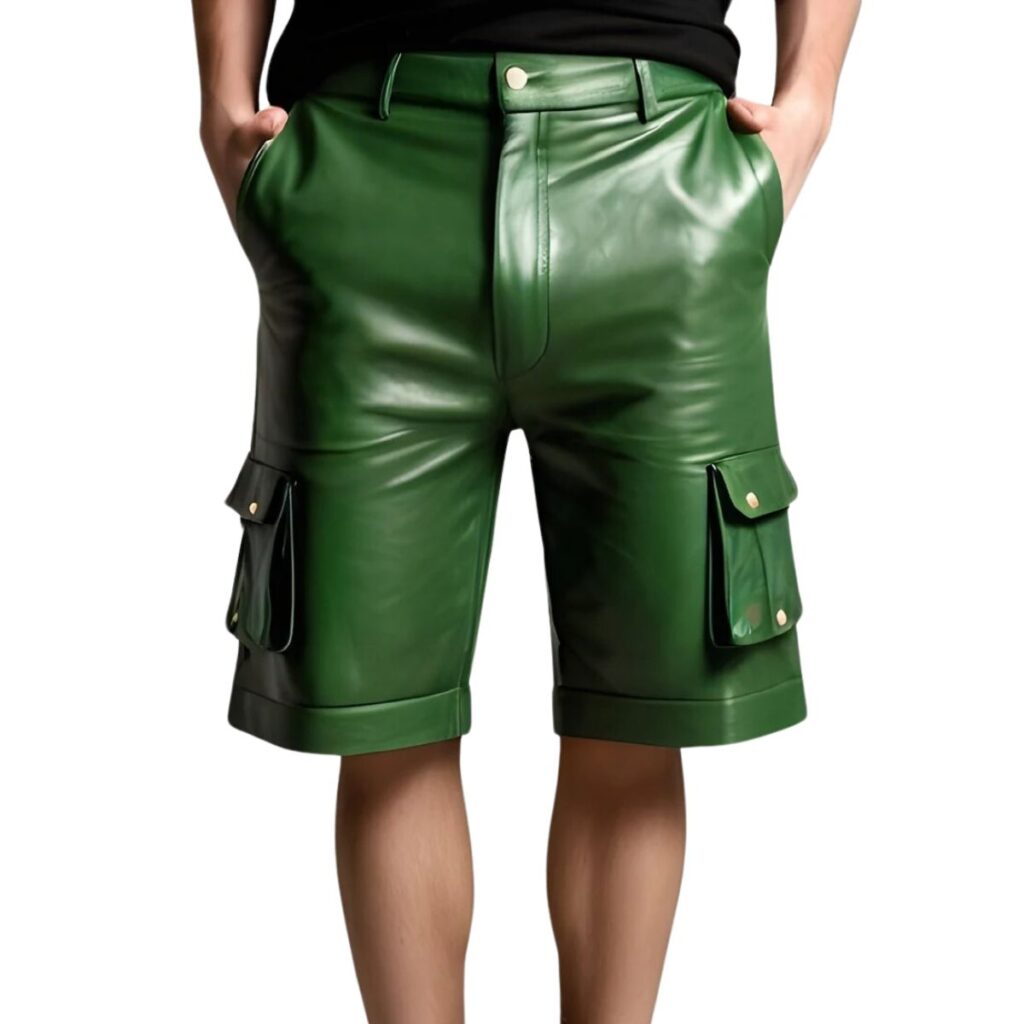 Handmade Green Leather Summer Short