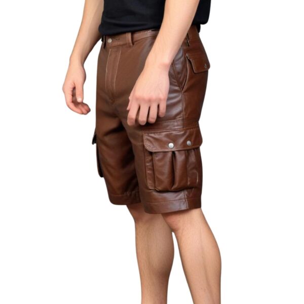 Leather brown Cargo Short