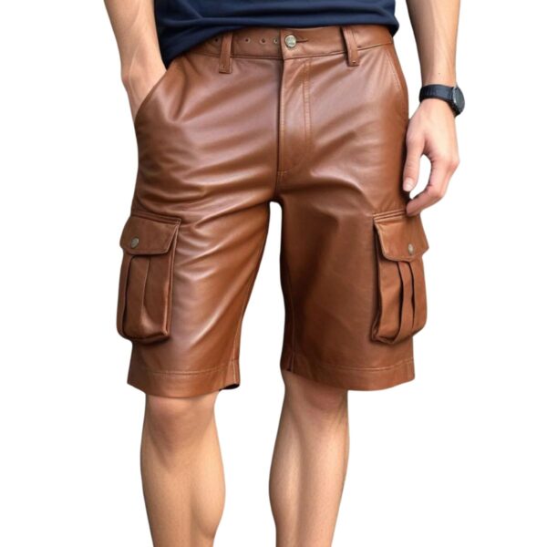 Leather brown Cargo Short