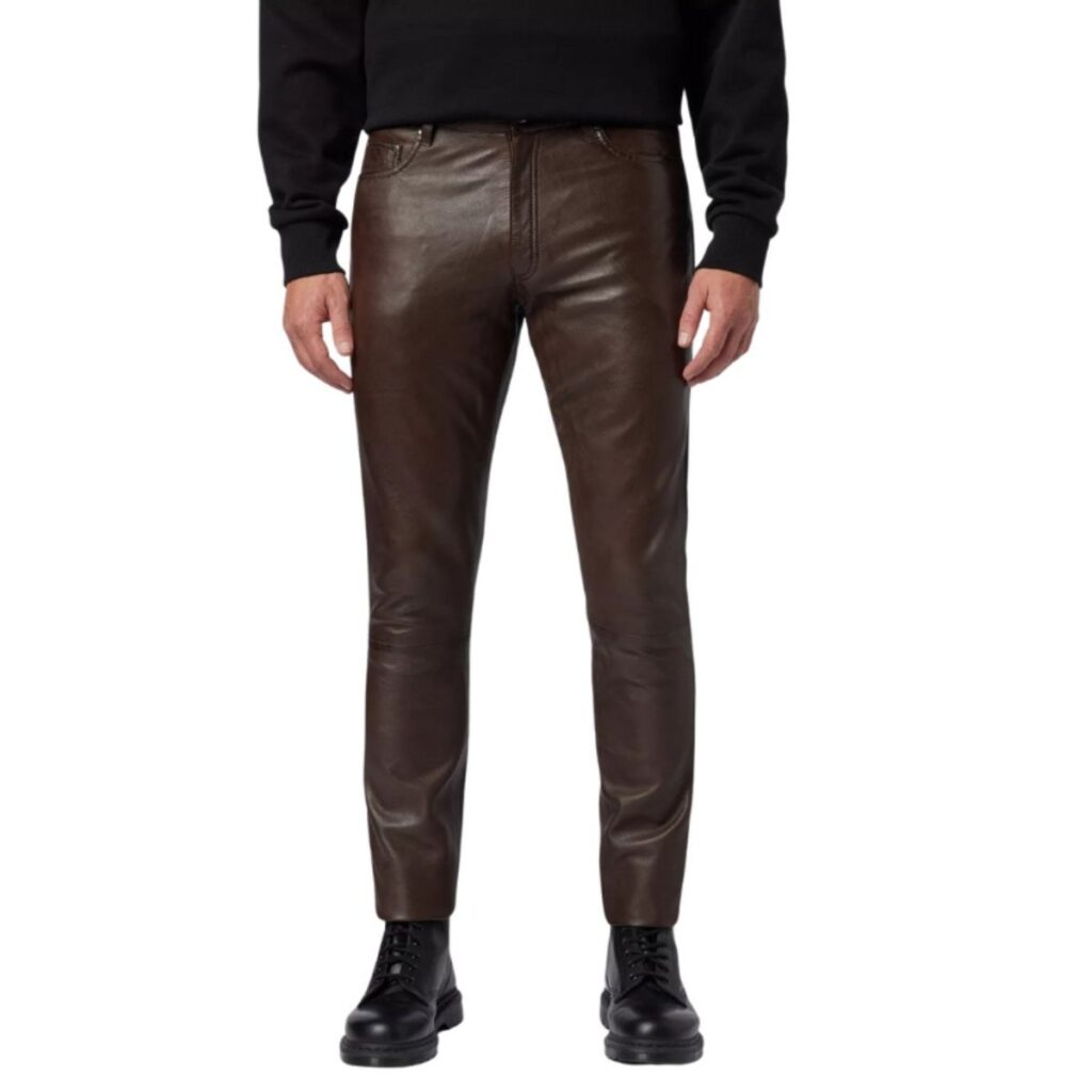 Men Dark Brown Leather pants in lambskin