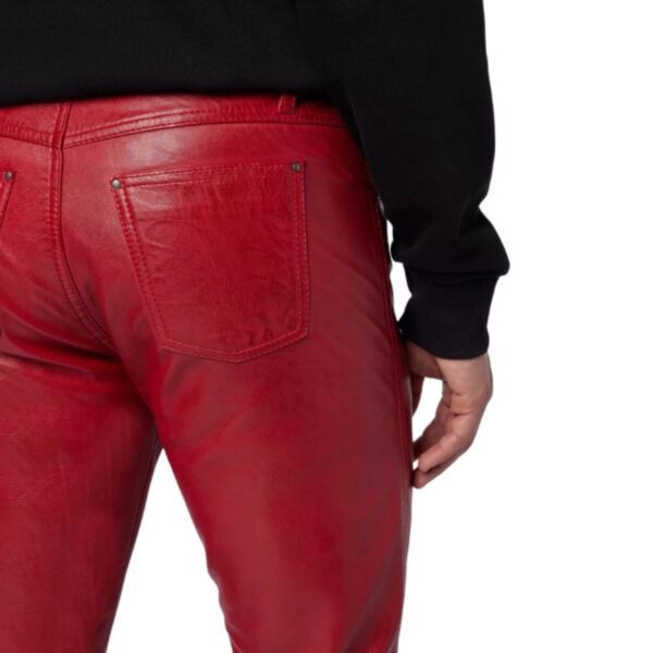 Men slimfit red Leather pants