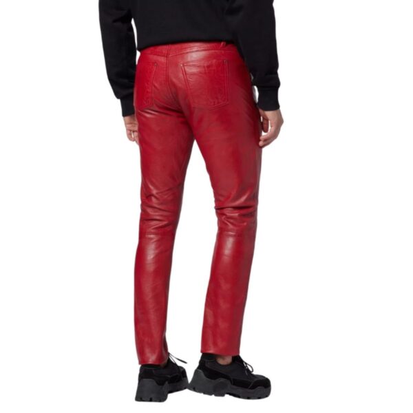 Men slimfit red Leather pants