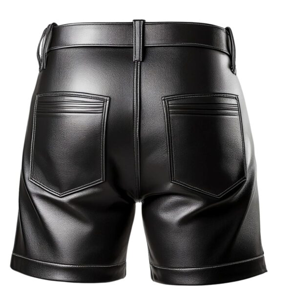 Men's Black Loose Fit Leather Short