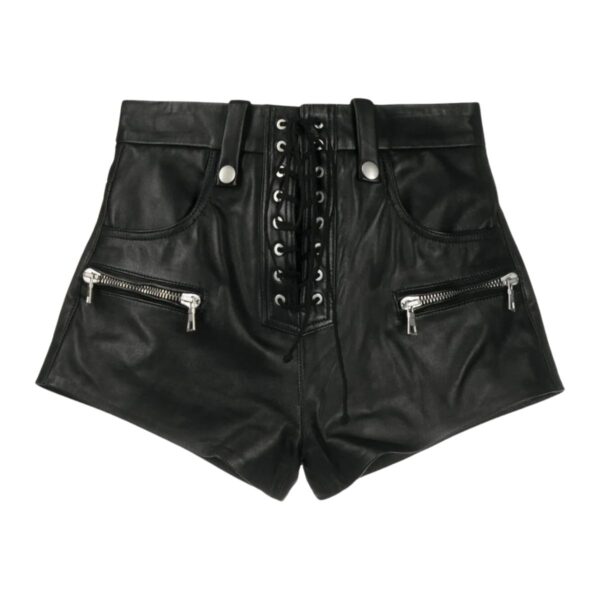 Outwear Zipper Detailed Leather Shorts Ladies USA