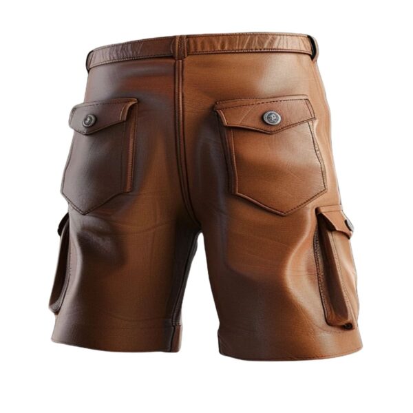 Real brown Leather cargo short