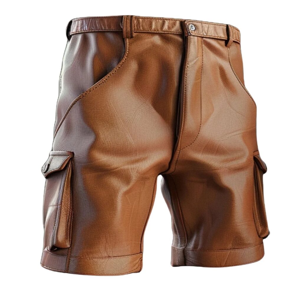 Real brown Leather cargo short