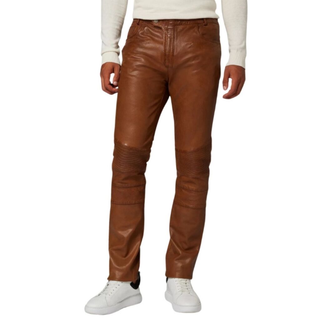 Slim leather pants for men