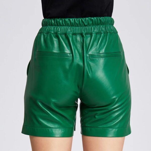 Turkish Green High Waist Leather Shorts