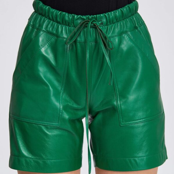 Turkish Green High Waist Leather Shorts