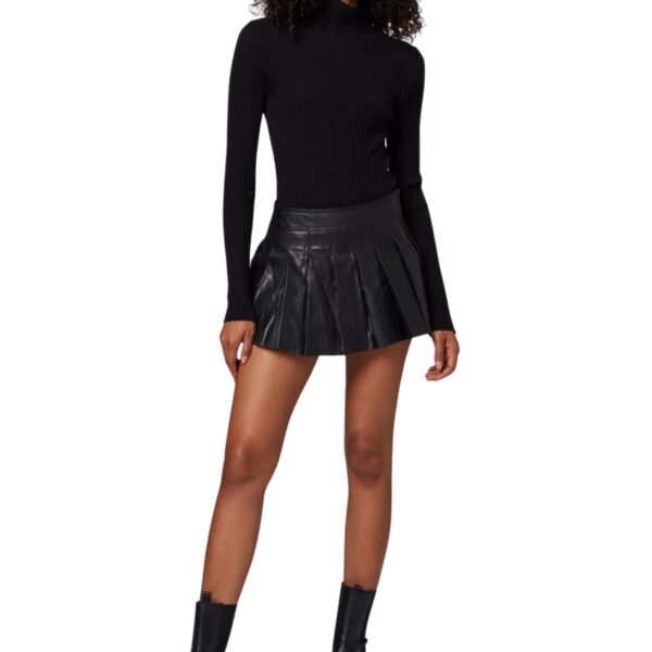 Women's Plated Mini Leather Skirt