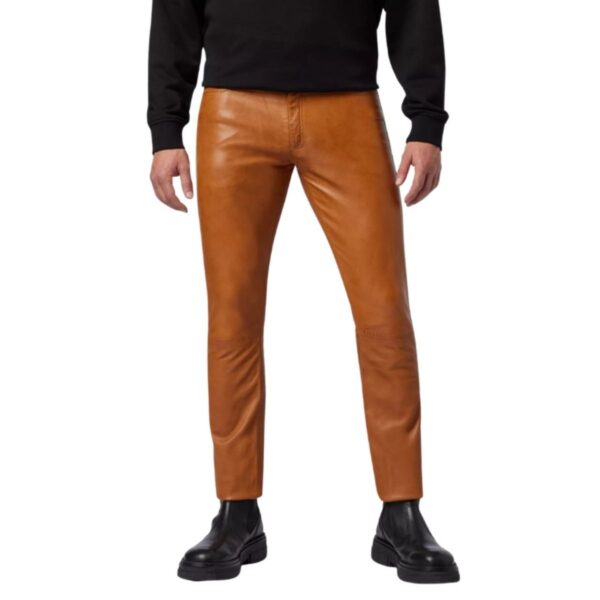 franklin mens brown leather pants