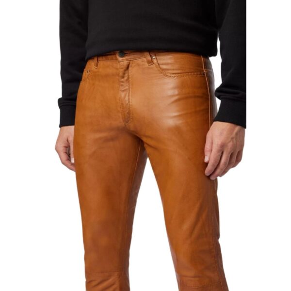 franklin mens brown leather pants