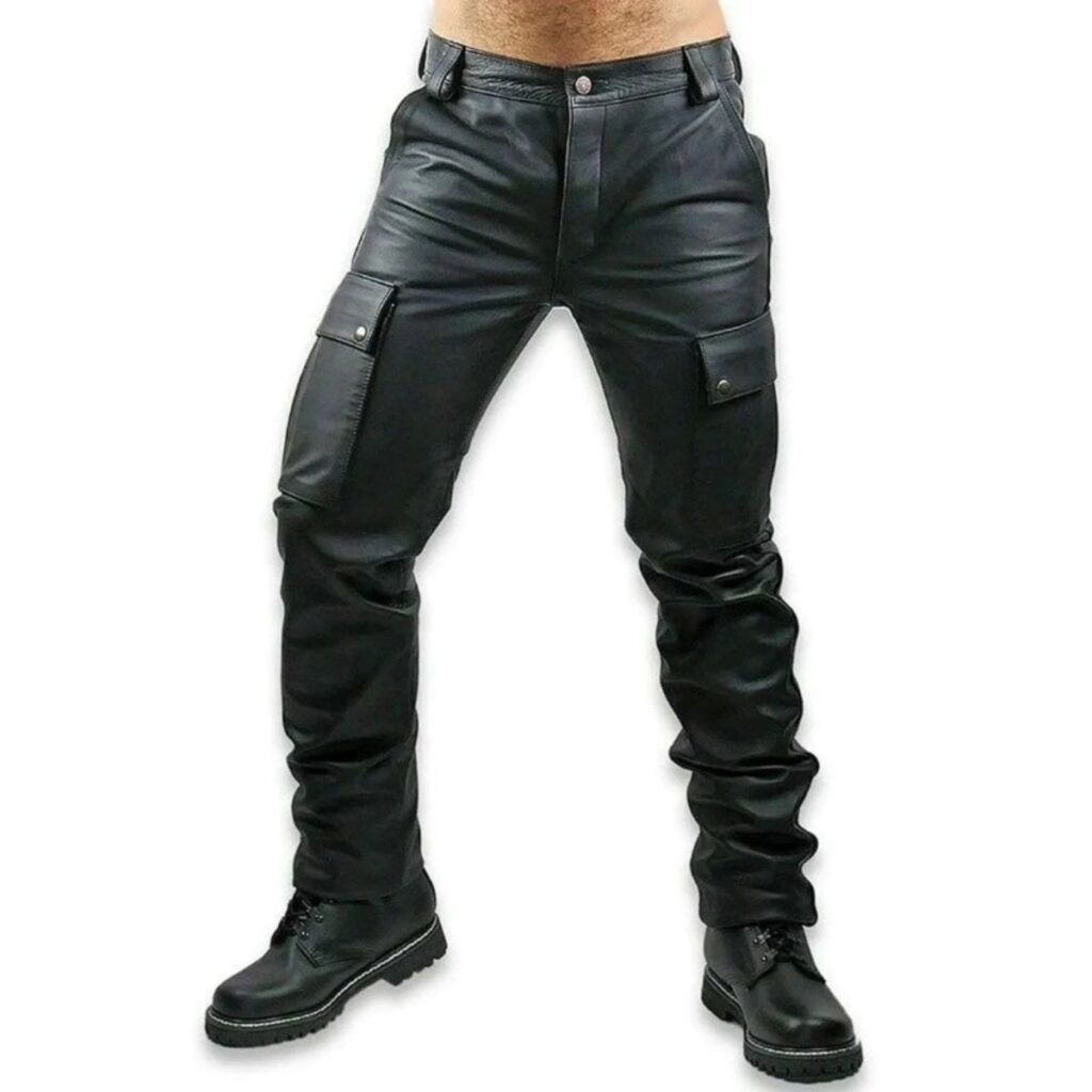 men's leather cargo pants