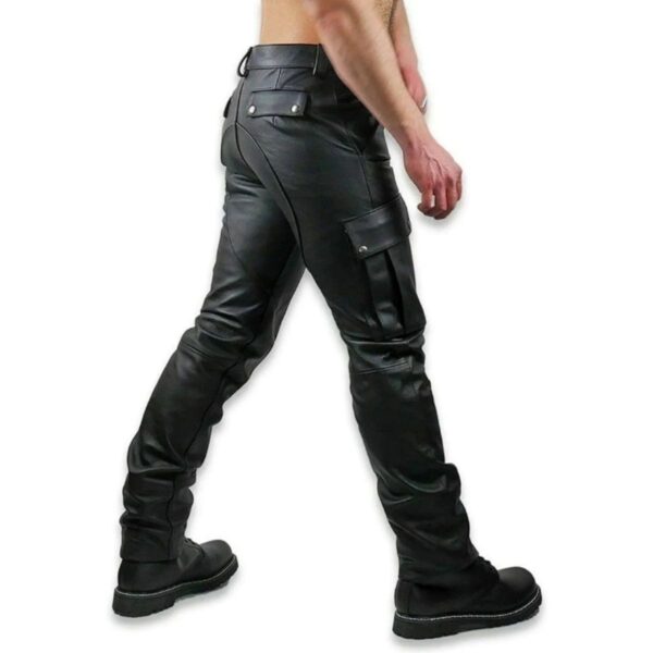 men's leather cargo pants