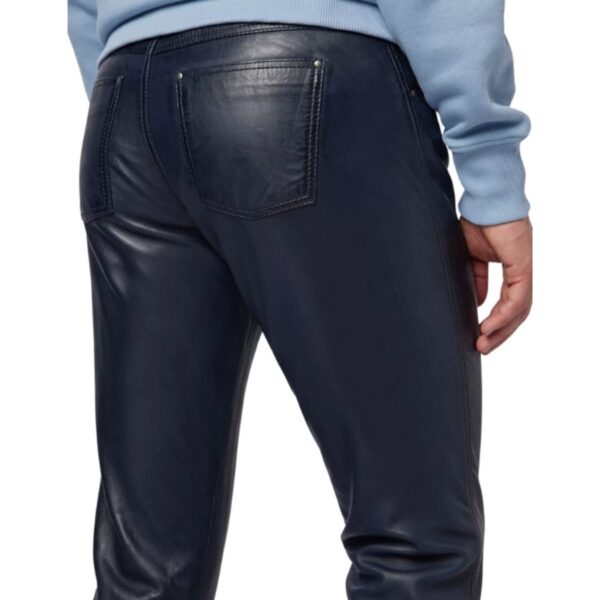 navy blue leather pants for men