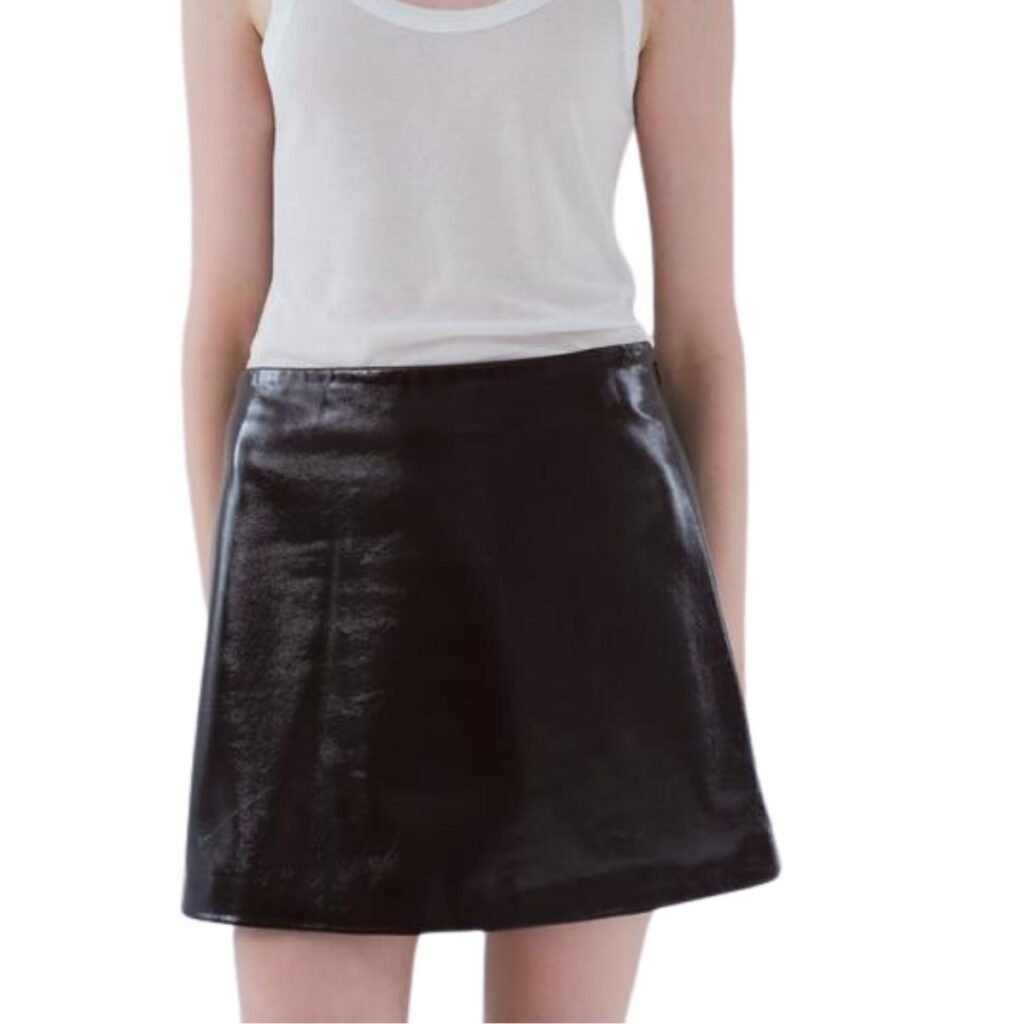 plain black leather mini skirt