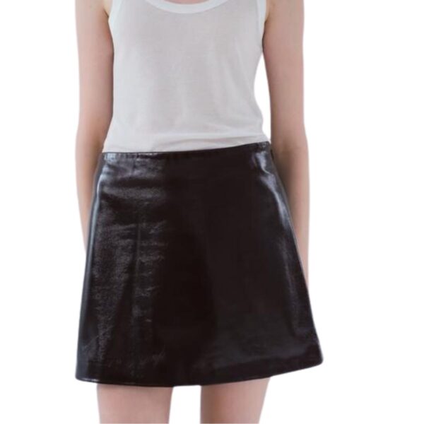 plain black leather mini skirt